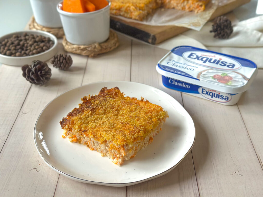 Sformato di riso e zucca con formaggio spalmabile Exquisa Light