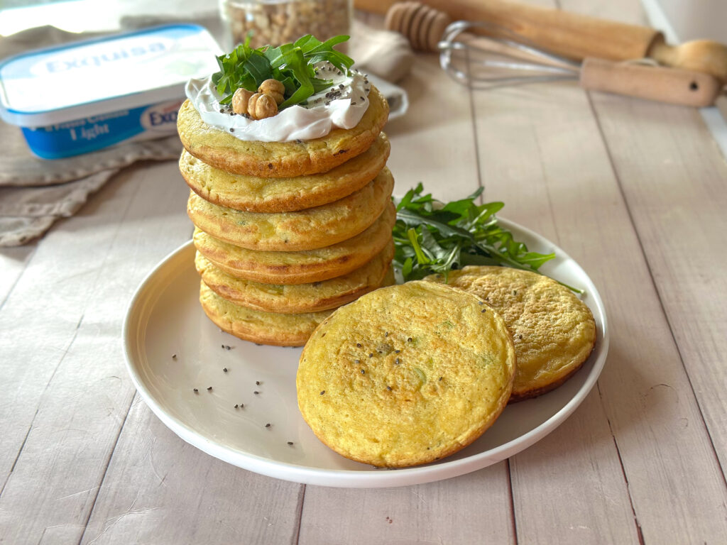 pancake di ceci con formaggio fresco con pochi grassi Exquisa Light