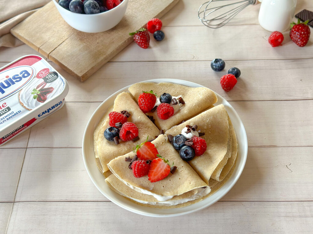 Crepes dolci con formaggio fresco spalmabile proteico Exquisa Fitline Hightpro